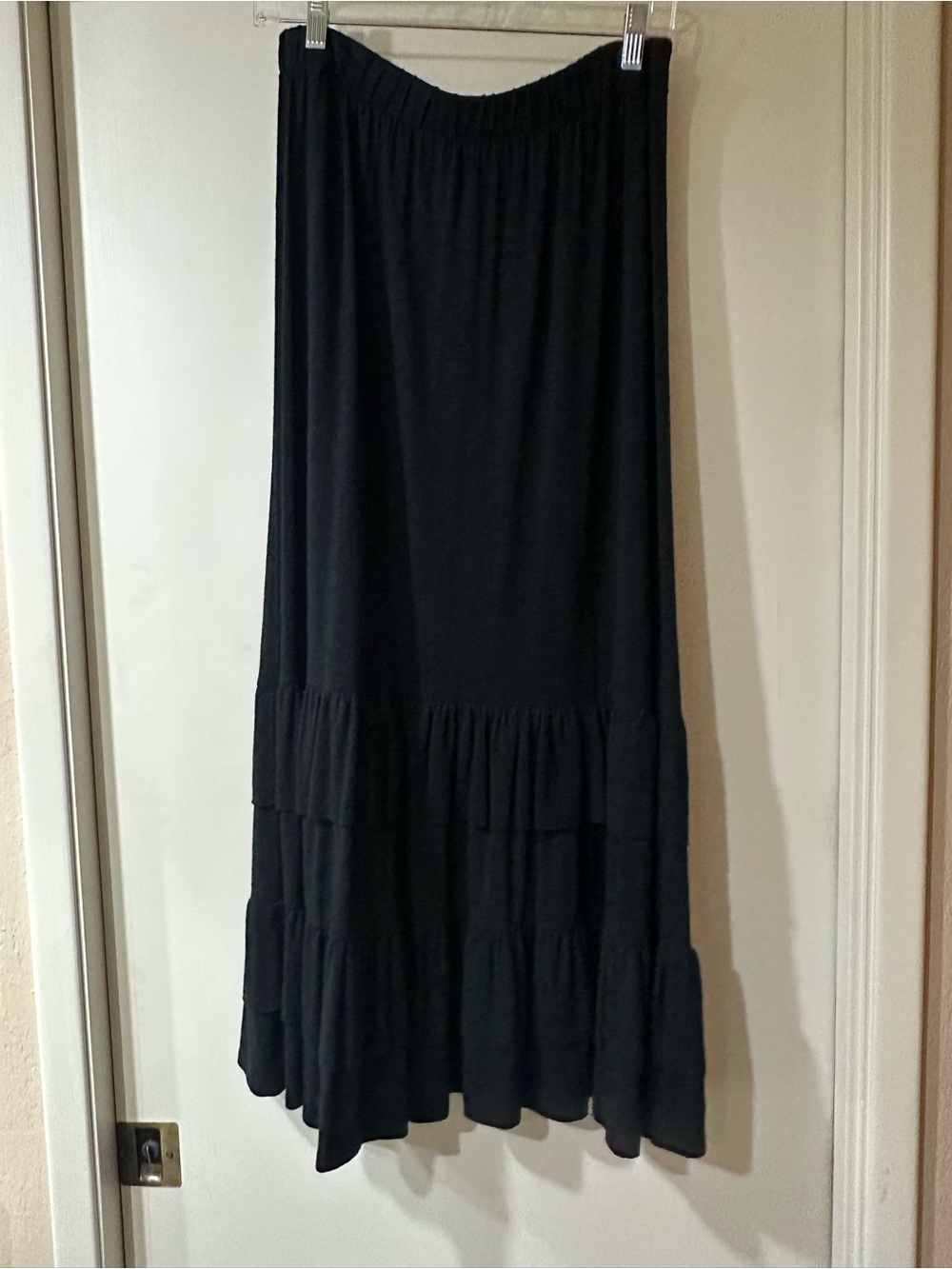 Black Tiered Maxi Skirt - Classic Style fits up to women’s 1X
